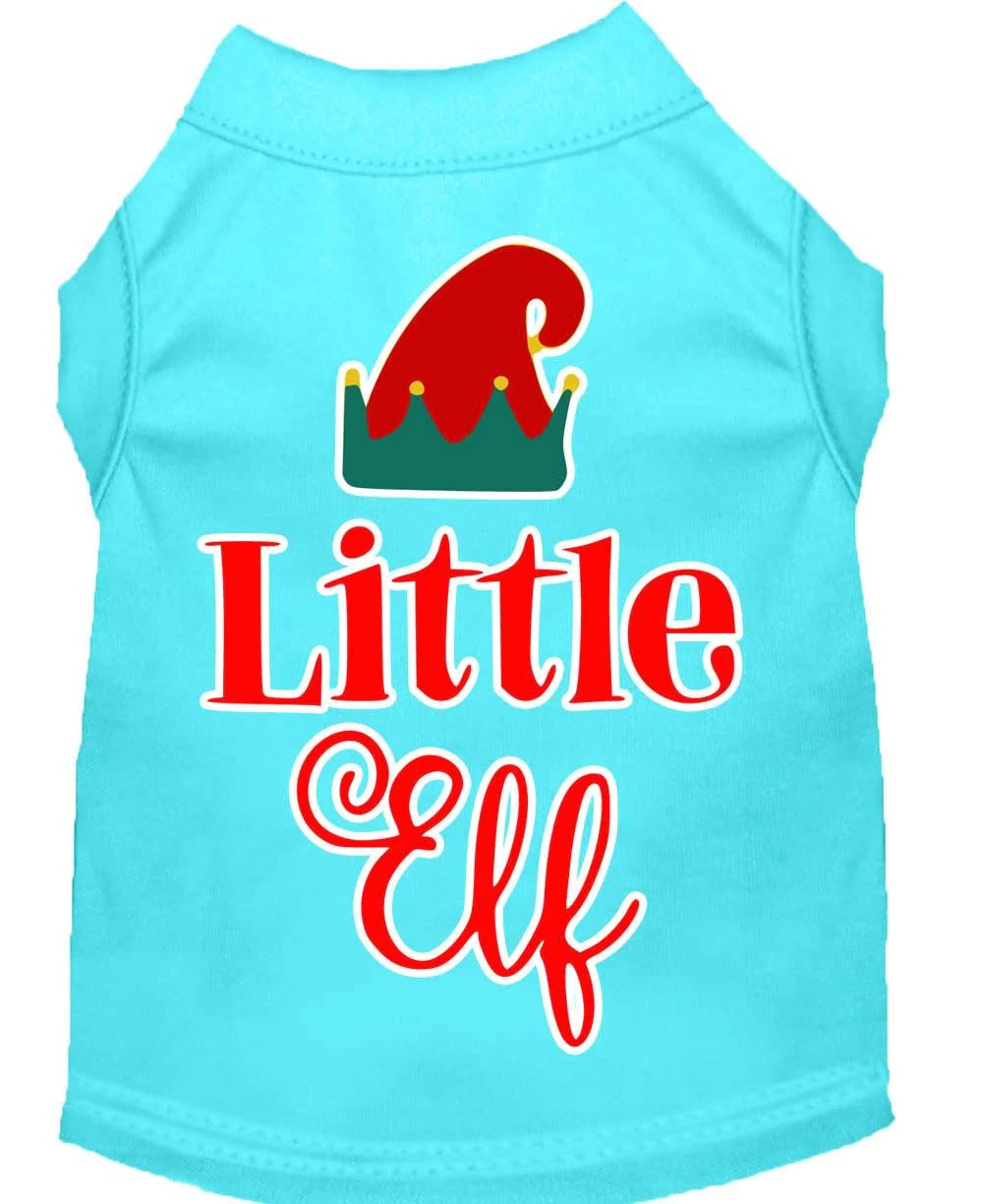 Christmas Pet Dog & Cat Shirt Screen Printed, "Little Elf" Yellow LG (10-14 lbs.)