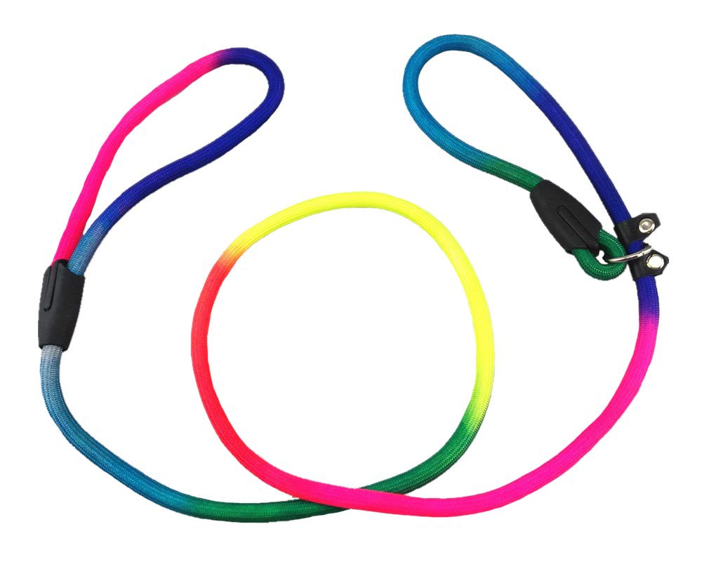 Yueton Rainbow Pet Dog Nylon Leash Adjustable Loop Slip Lead Rope