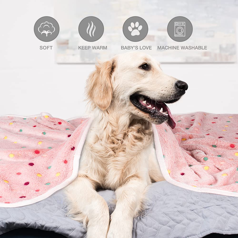 Dono 1 Pack 3 Dog Blankets, Soft Fluffy Fleece Pet Blanket Warm Sleep Mat Paw Print Design Puppy Kitten Throw Blanket Doggy Mat,