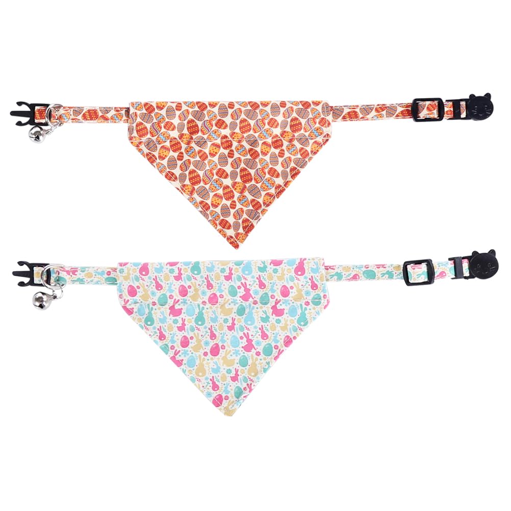 Easter Cat Collar Breakaway With Bandana And Bell For Kitty Adjustable Safety Easter Egg Bunny