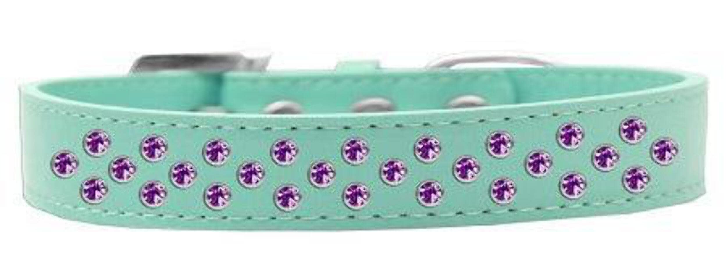 Mirage Pet Products Sprinkles Dog Collar with Purple Crystals, Size 14, Aqua