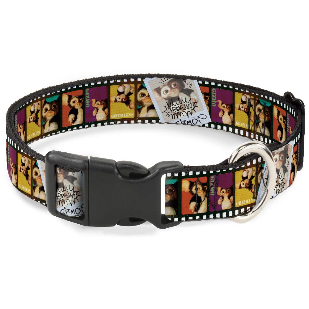 Buckle-Down Dog Collar Plastic Clip Gremlins Gizmo Filmstrip Poses Multi Color 16 To 23 Inches 1.5 Inch Wide