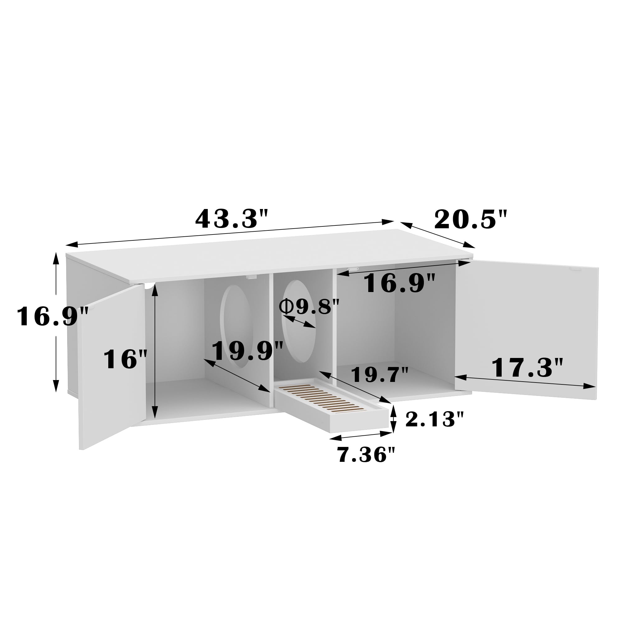 Lovinouse Cat Litter Box Enclosure For 2 Cats, Modern Wood Stackable Large Cat Washroom Storage Cabinet Bench End Table Furnitur