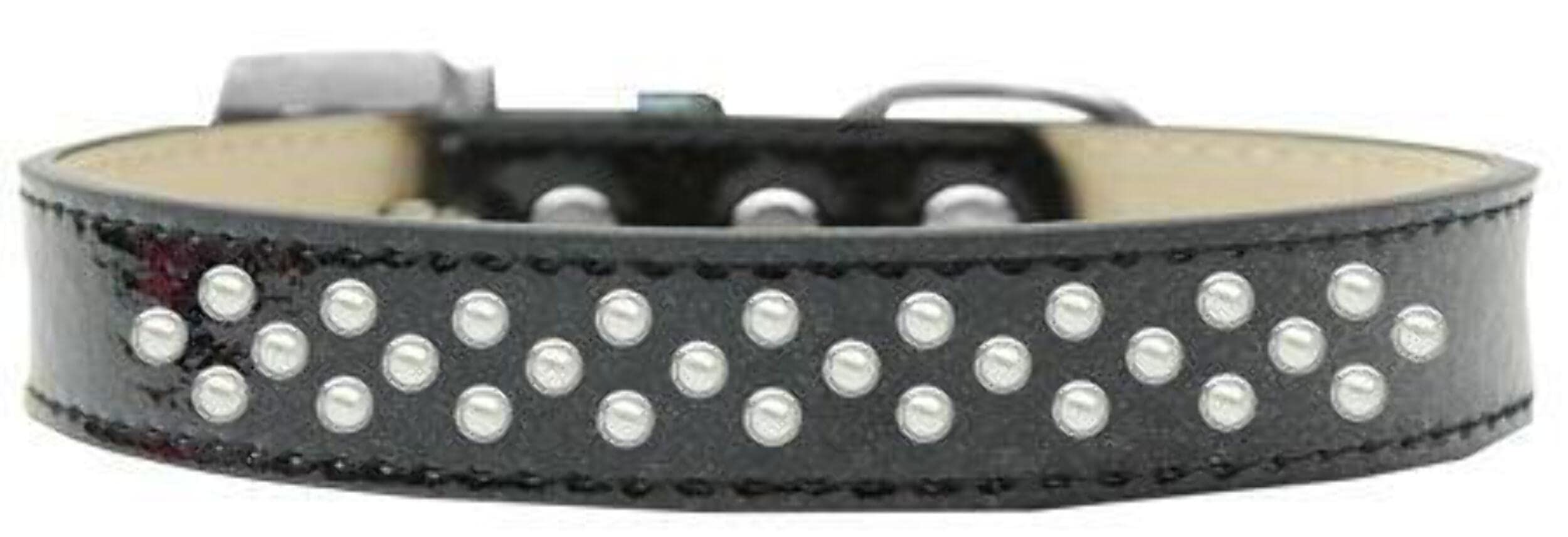 Mirage Pet Products Sprinkles Ice Cream Dog Collar with Pearls, Size 14, Silver