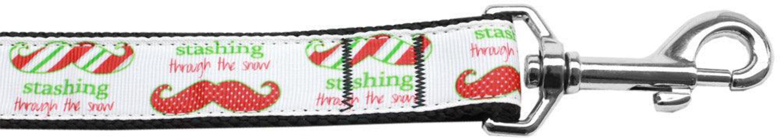 Christmas Pet Dog & Cat Nylon Collar or Leash, "Stashing Through The Snow" 5/8" w x 6 ft. leash