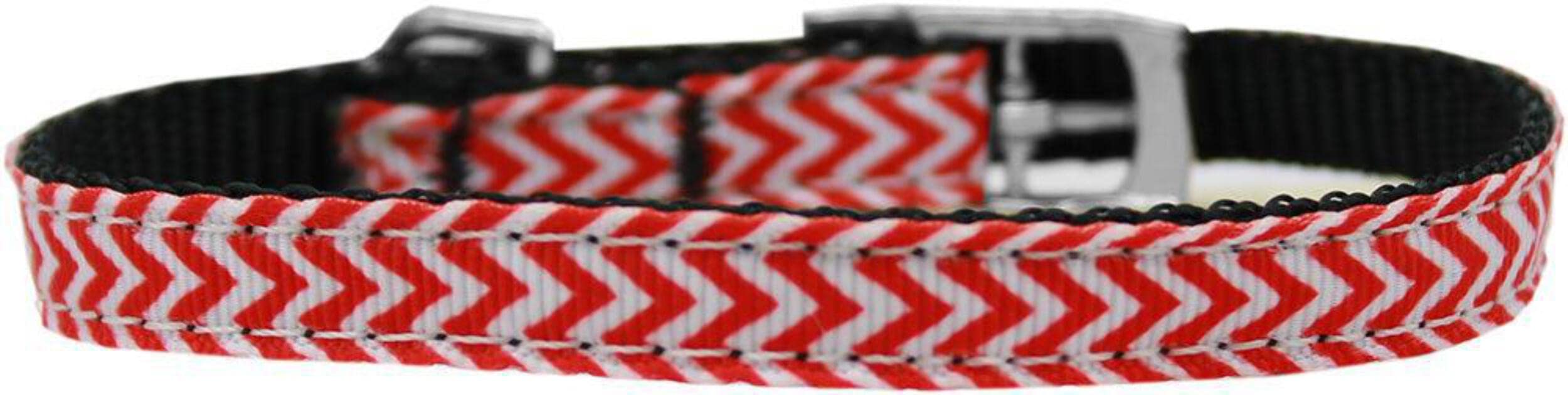 Mirage Pet Products Chevrons Nylon Dog Collar with Classic Buckle, Size 10, Orange