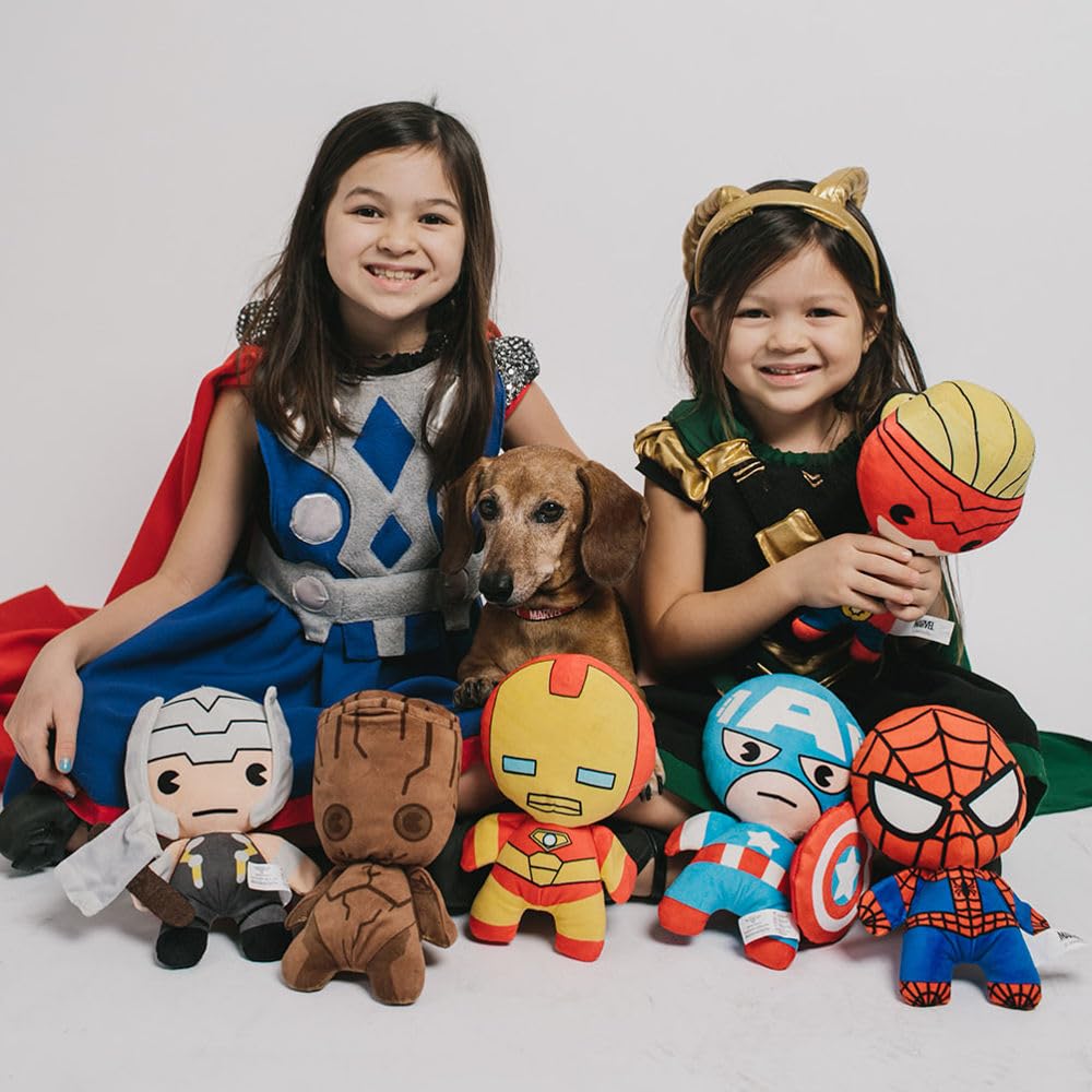 Buckle-Down Dog Toy, Marvel, Plush Squeaker Spider Man Kawaii Standing Pose, Multi Color, 8' X 6', Dtpt-Spdcz