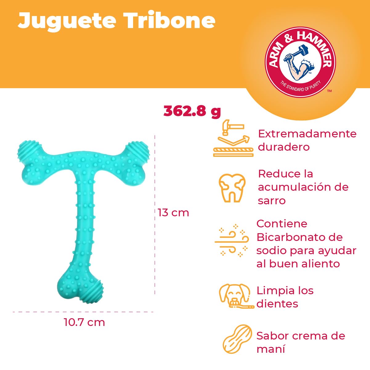 Arm & Hammer Nubbies T-Bone Dental Dog Chew Toys, Peanut Butter Flavor - Durable Nylon Chewing Toys For Dogs, Done Bone Toy, Teeth Cleaning Bones For Chewers Help Remove Plaque And Tartar