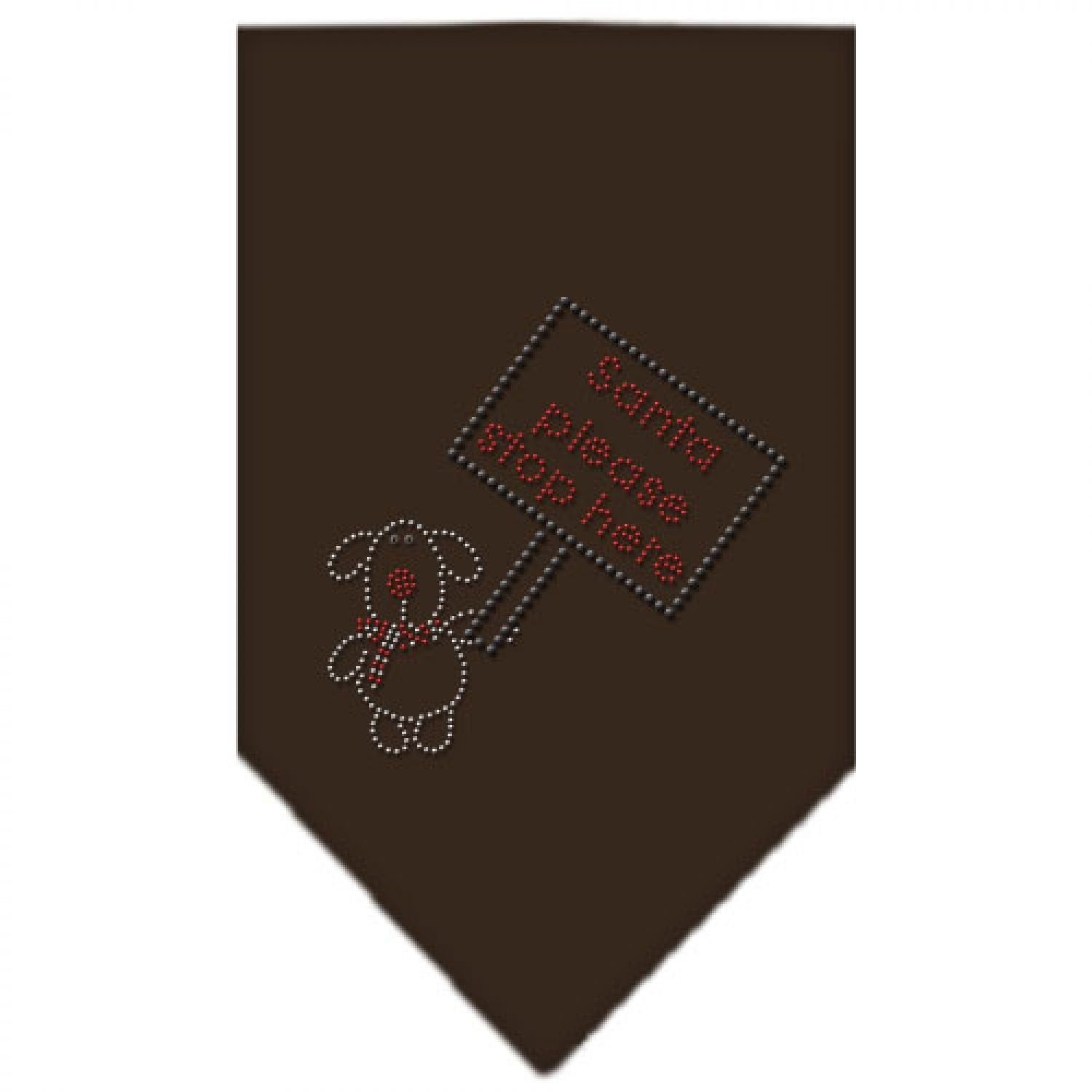 Mirage Pet Products Santa Please Stop Here Rhinestone Bandana, Large, Cocoa