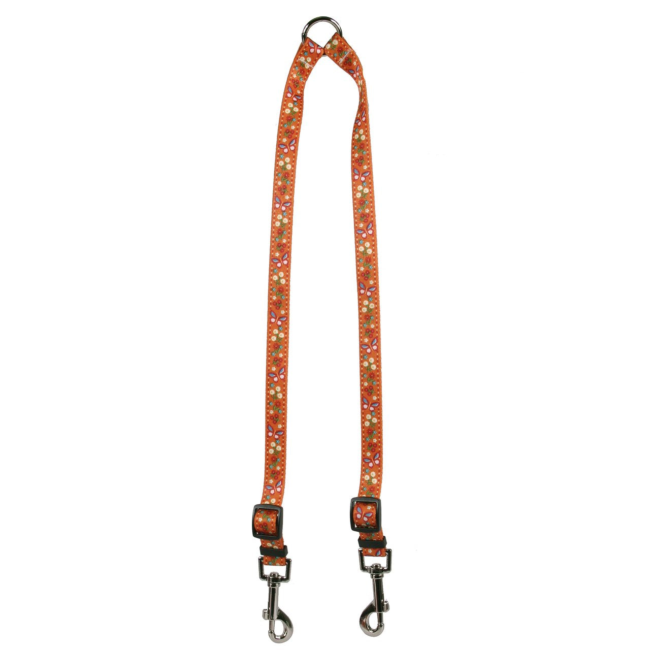 Yellow Dog Design Festive Butterfly Orange Coupler Dog Leash 3/4' Wide And 12 To 20' Long, Medium
