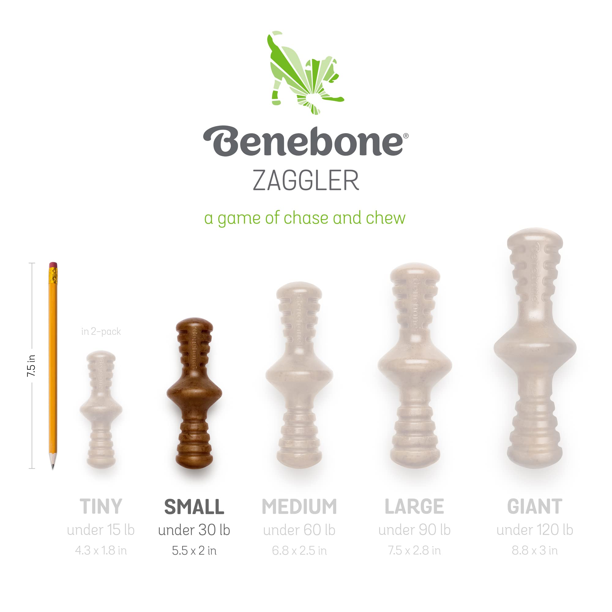 Benebone 2-Pack Maplestick/Zaggler Durable Dog Chew Toys, Real Maplewood, Real Bacon, Made In Usa Small