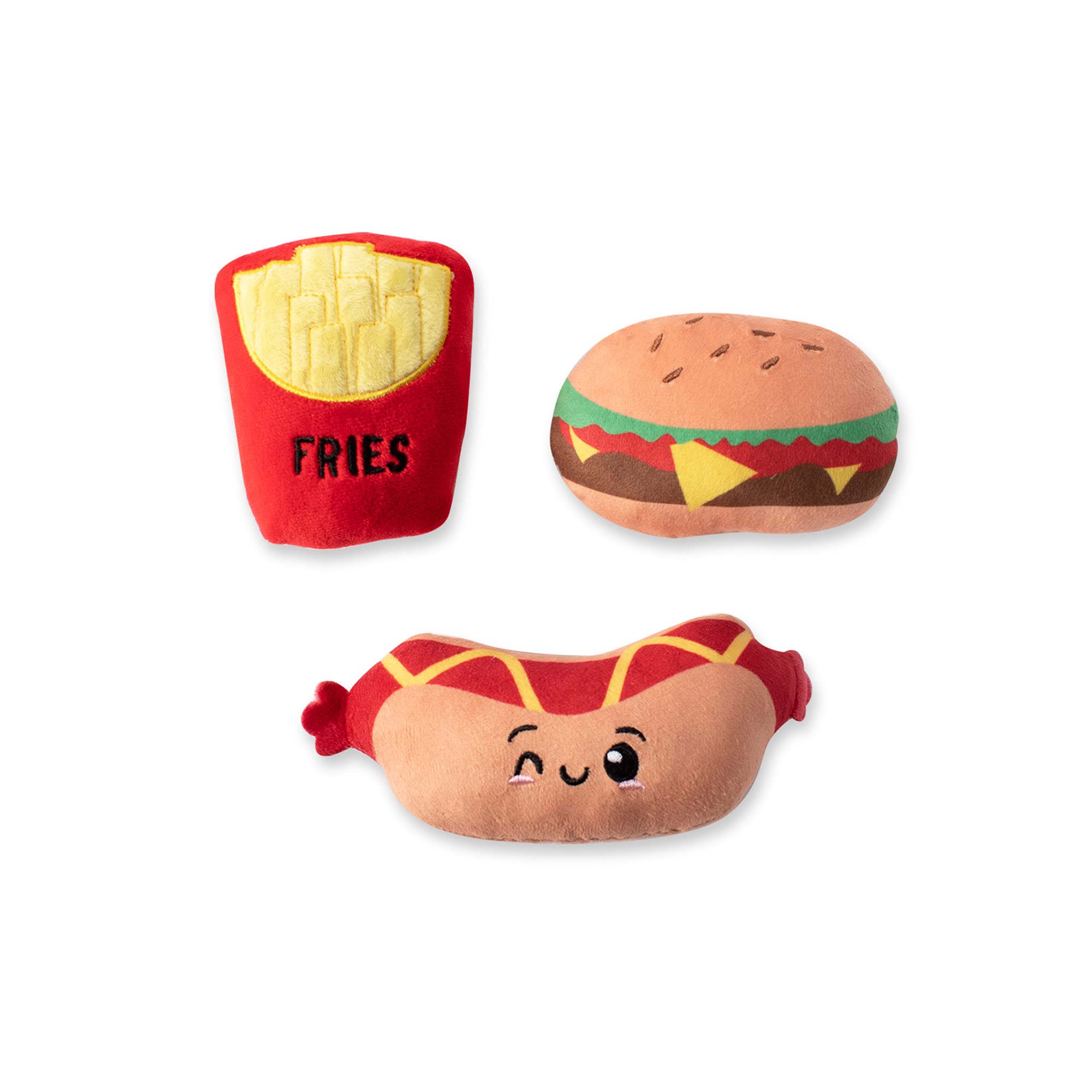 Fringe Studio Plush Dog Toy Set, Fast Foods, 3 Piece Set, PetShop Collection (289504)