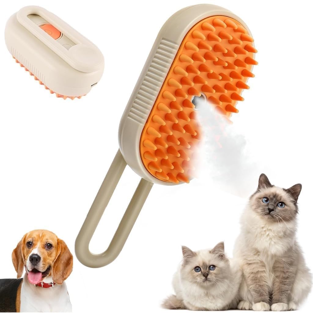 Orbitora Steam Brush For Dog Cat Steam Brush 3 In 1 Water Brush For Dogs Silicone Massage Dog Comb Electric Water Brush Spa For 