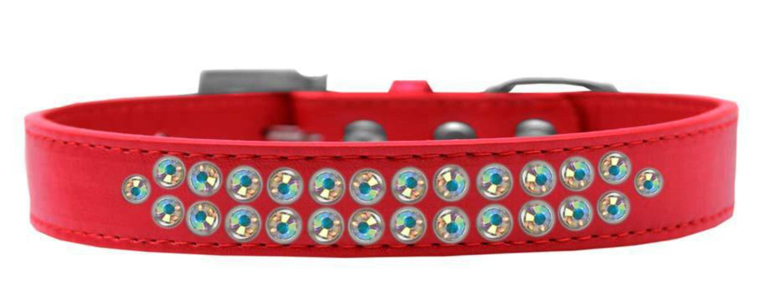Mirage Pet Products Two Row AB Crystal Lavender Dog Collar, Size 20
