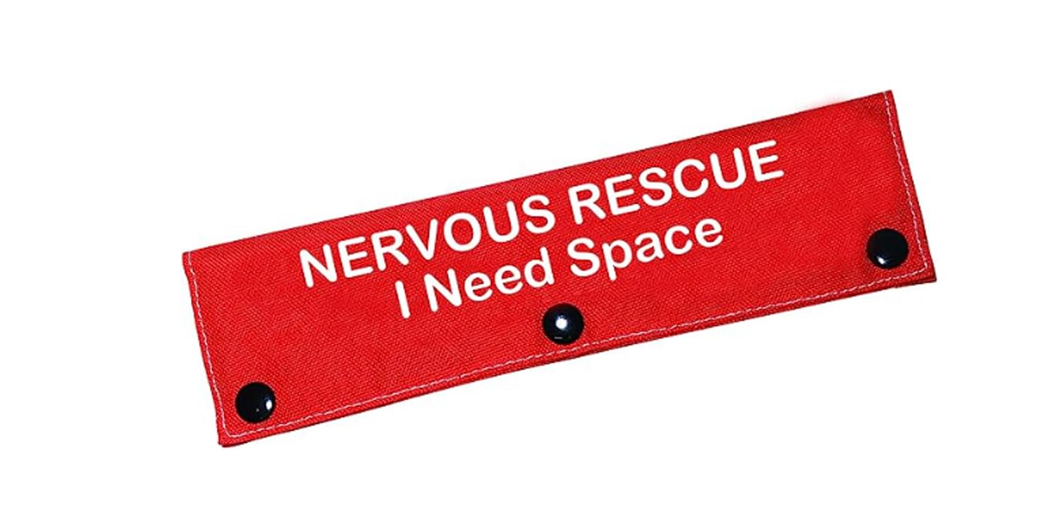 Funny Dog Leash Sleeve Nervous Rescue Space Dog Leash Wrap Wrap Alert Hanging Id Patch Tag Pet Birthday Gift(Nervous Rescue-Sleeve)