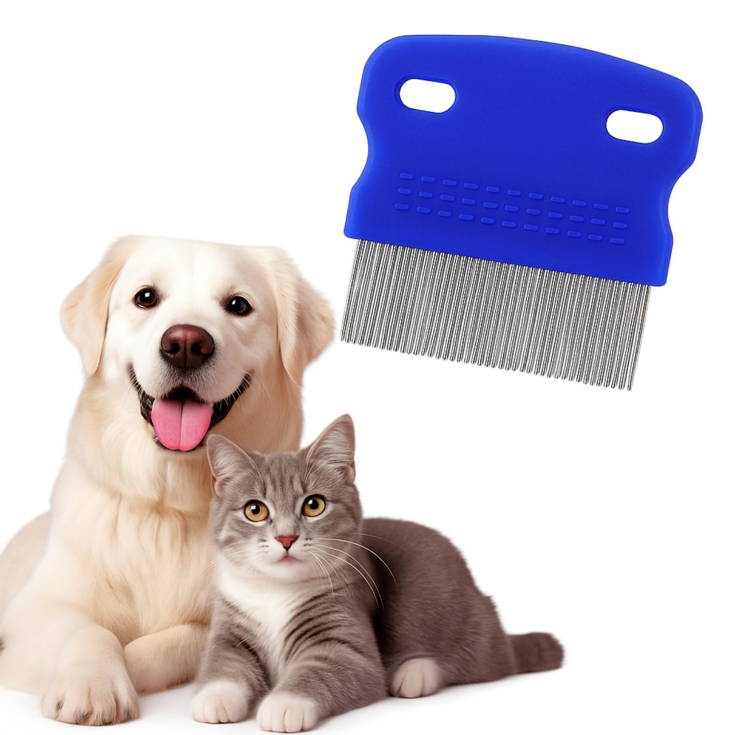 Wiggleboo 6Cm Tick, Flea Comb For Dogs & Cats  Compact Bathing Grooming Comb  Stainless Steel Pins  Easy Grip Handle  Ideal 