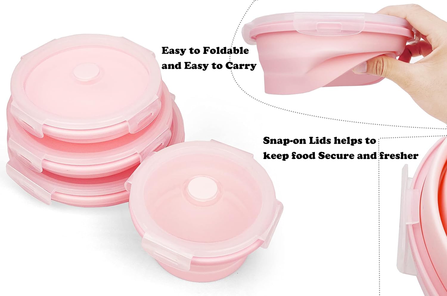 Joyinjojo Collapsible Dog Bowls with Lids, 2 Pack Portable Travel Dog Bowls for Small Medium Large Dogs, Silicone Foldable Outdo