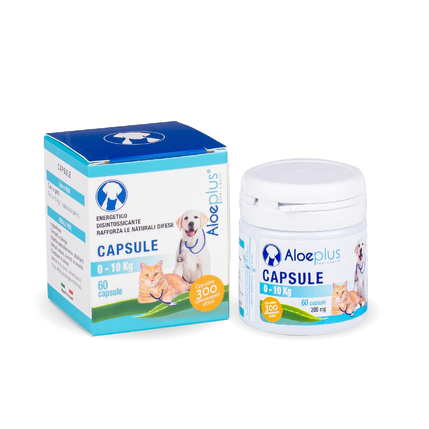 ALOEPLUS Cats & Dogs Capsules-an Energetic, detoxifying Supplement with Organic Aloe Arborescens. Supports Immunity for Puppies,