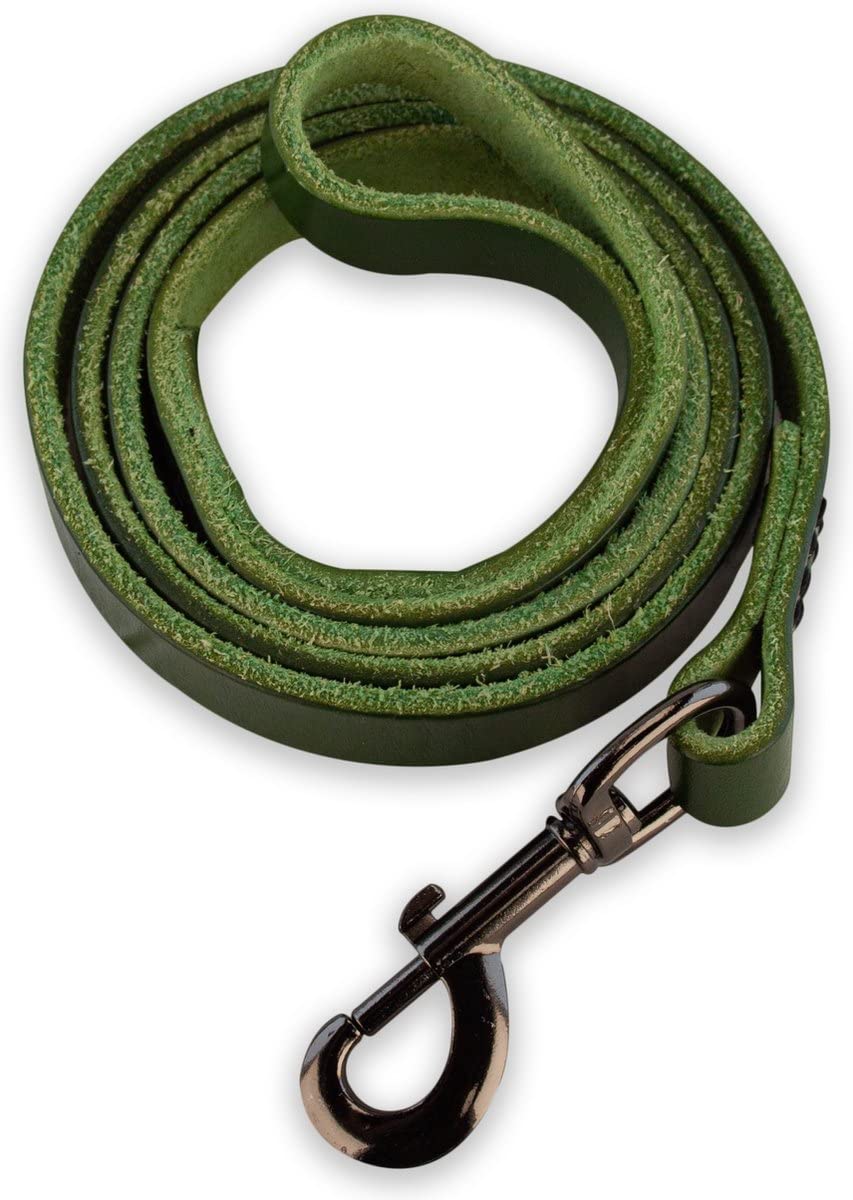 Brute Strength - Leather Dog Leash - 47Ft - Green - Soft And Strong Full Grain Leather Leash For Large And Medium Dogs - Dog Tra