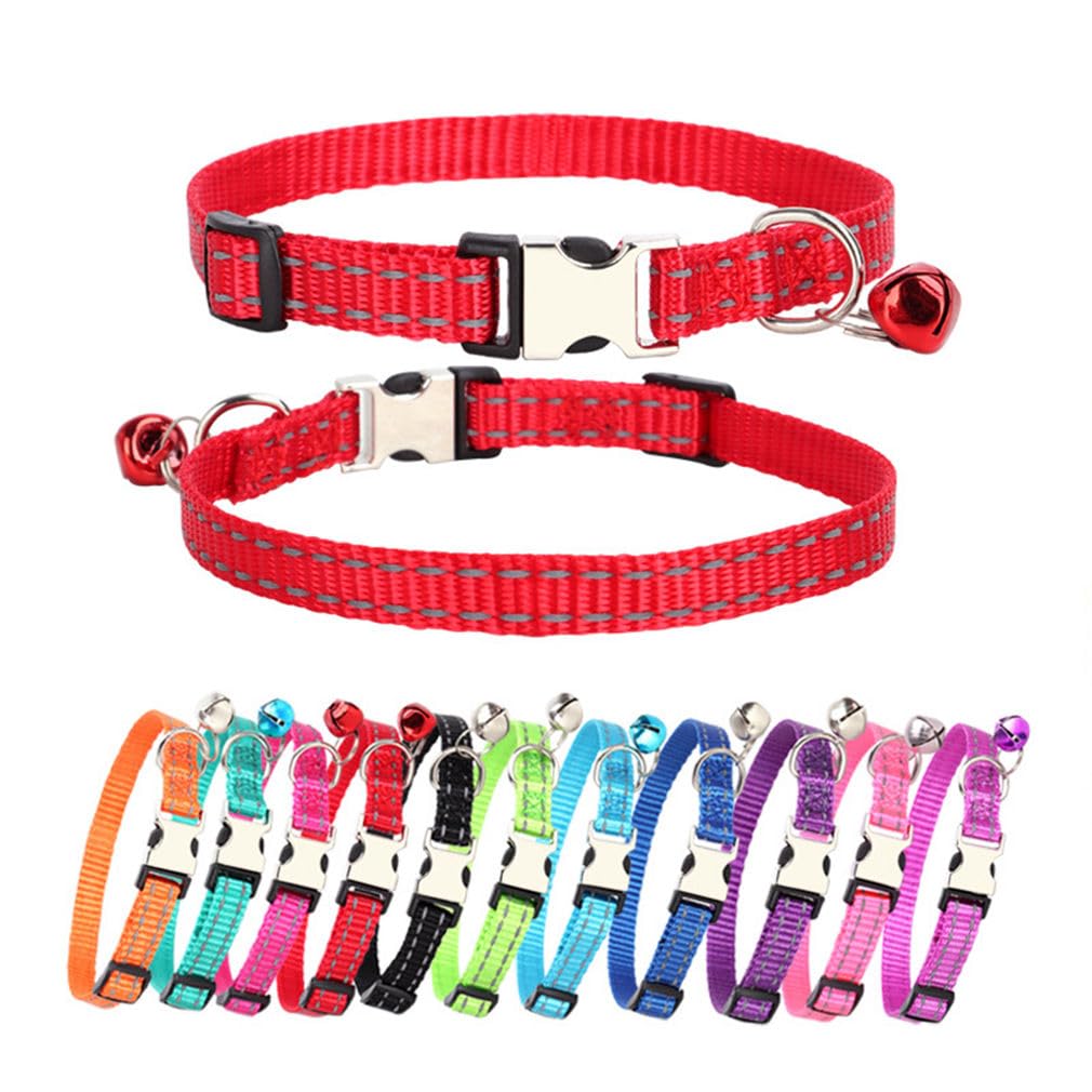 Xs Dog Collar With Bell, Reflective Nylon Metal Buckle Xsmall Puppy Collars For Puppia Pet Cat Girl Kitten Small Animal, Black X