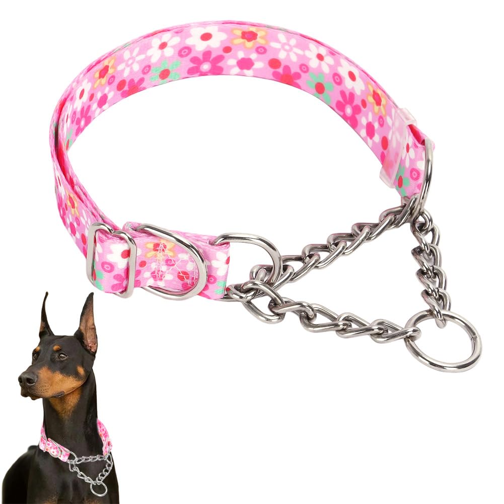 Martingale Dog Collar,Stainless Steel Chain Martingale Collar For Dogs, No Pull Slip Cinch Choker Choke Heavy Duty Dog Collar