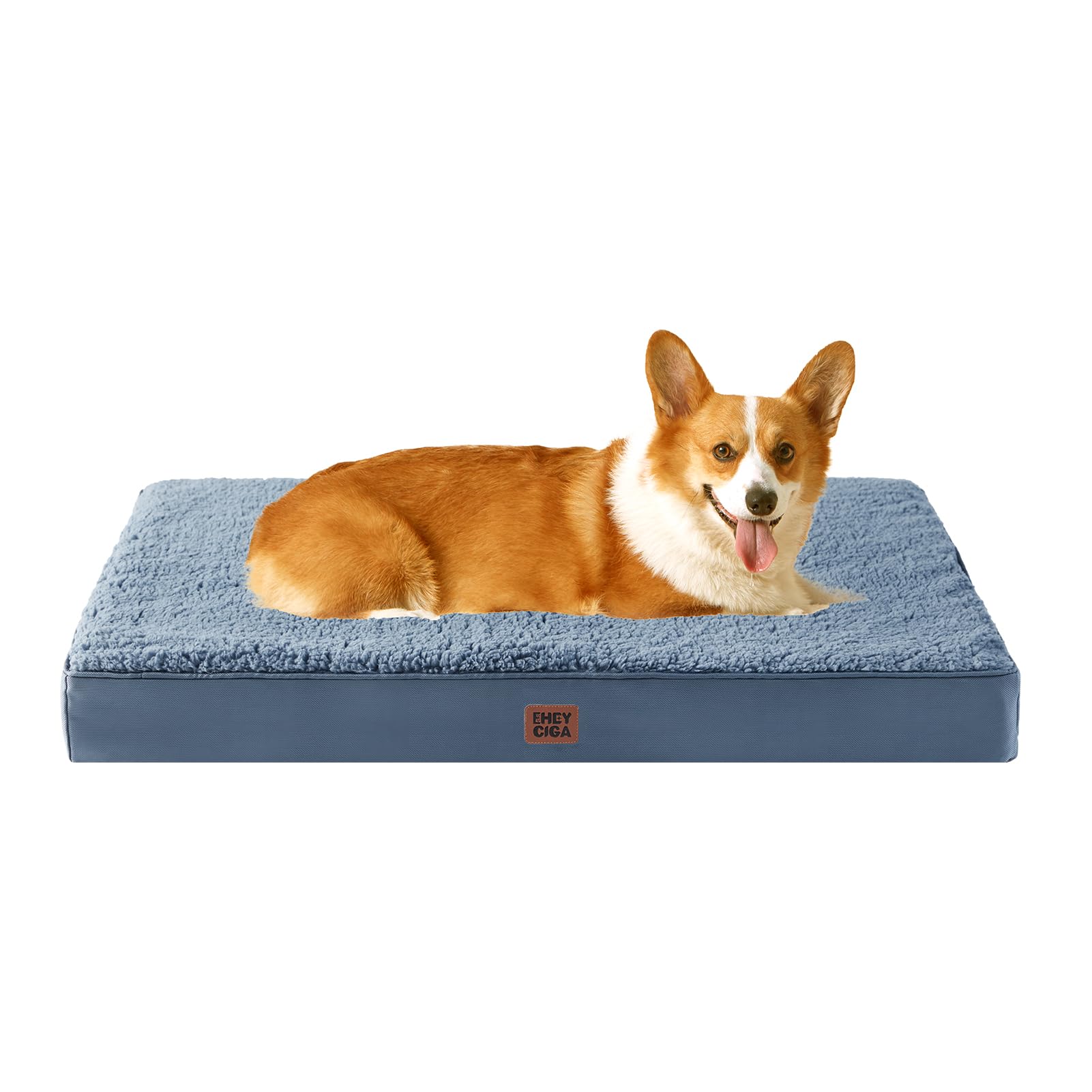 EHEYCIGA Orthopedic Dog Beds for Large Dogs with Removable Washable Cover for Crate, Spa Blue, 35x23