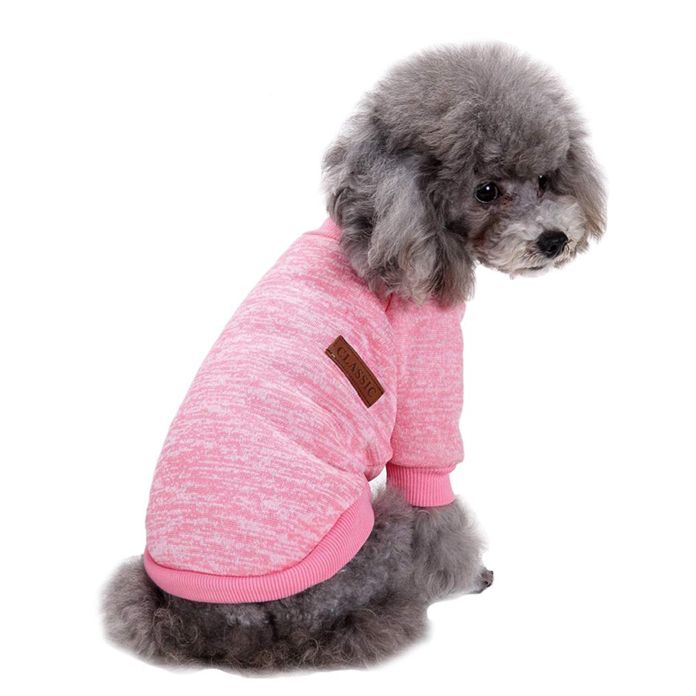Jecikelon Pet Dog Clothes Dog Sweater Soft Thickening Warm Pup Dogs Shirt Winter Puppy Sweater For Dogs (X-Large, Pink)