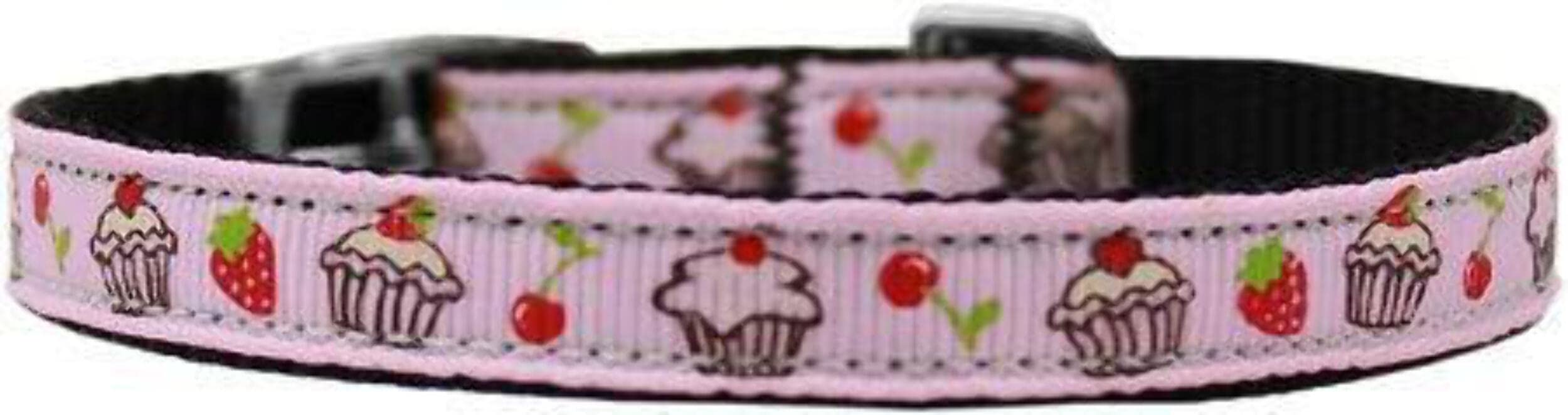 Mirage Pet Products Cupcakes Nylon Dog Collar with Classic Buckle, Size 8, Purple