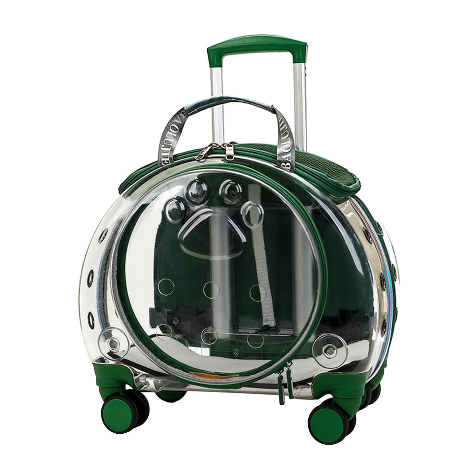 sexaoalx Clear Ventilation Holes Silent Wheels Pet Carrier, Pet Trolley Backpack, Pet Carrier for Cat, Clear Pet Trolley Case Ro