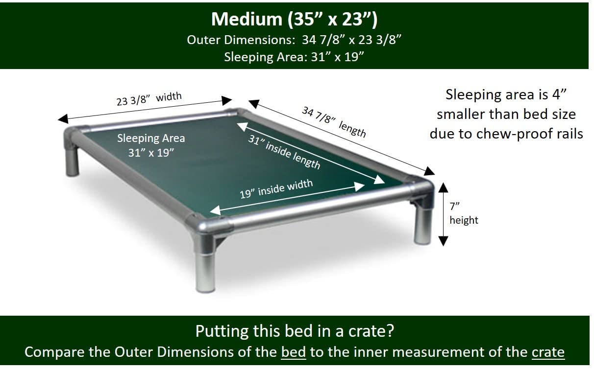 Kuranda Chewproof Bed - Silver Aluminum - 35'' x 23'' - Heavy Duty Vinyl - Forest