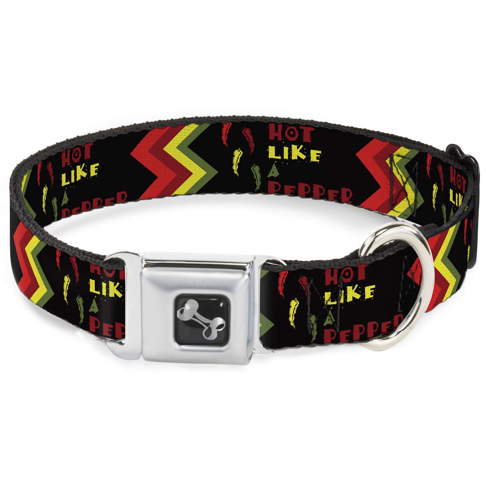 Buckle-Down Seatbelt Buckle Dog Collar - Hot Like A Pepper - 1.5'' Wide - Fits 16-23'' Neck - Medium