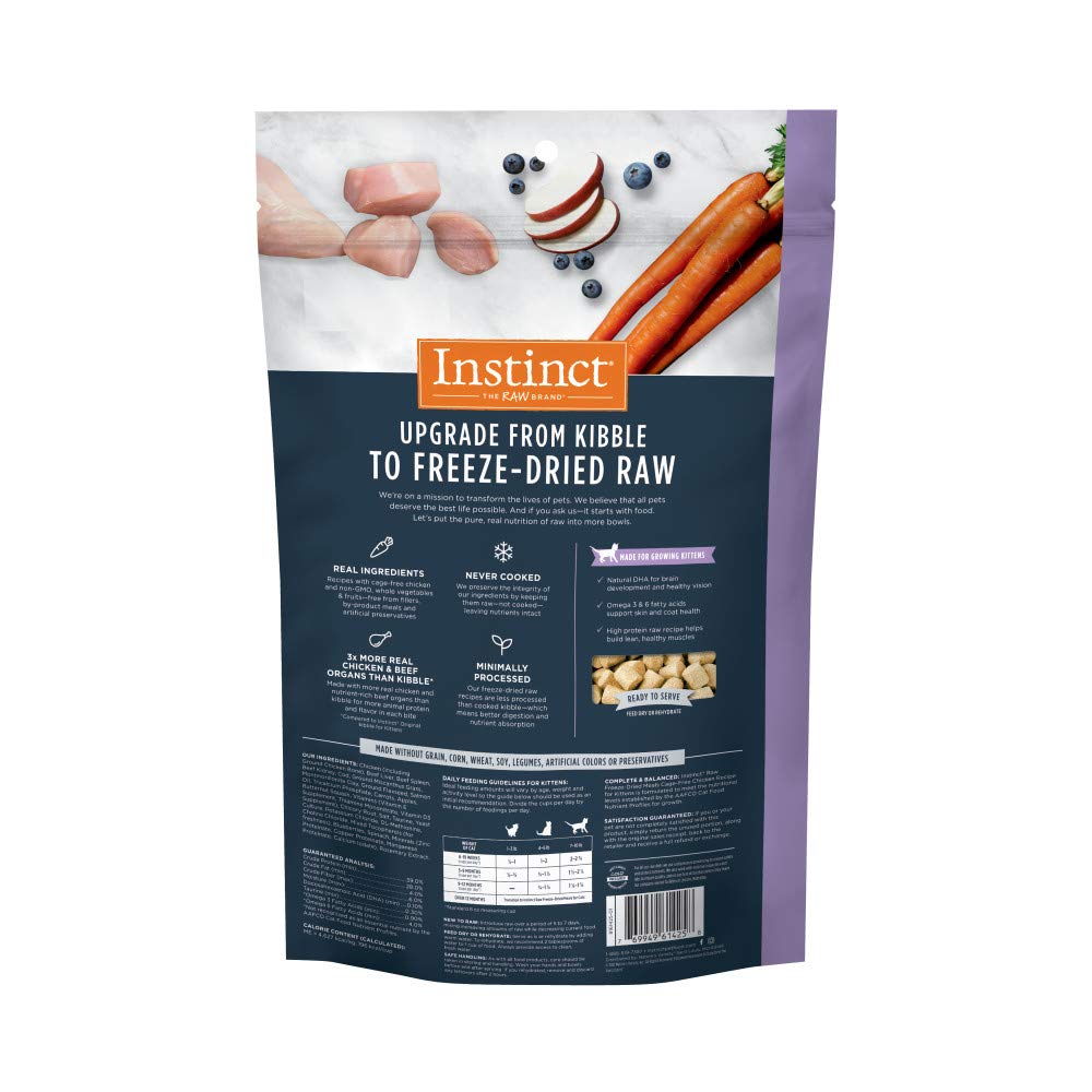 Instinct Raw Meals Freeze-Dried Kitten Chicken Cat Food, 9.5 oz Bag - High Protein, Nutrient-Rich Formula for Growing Kittens