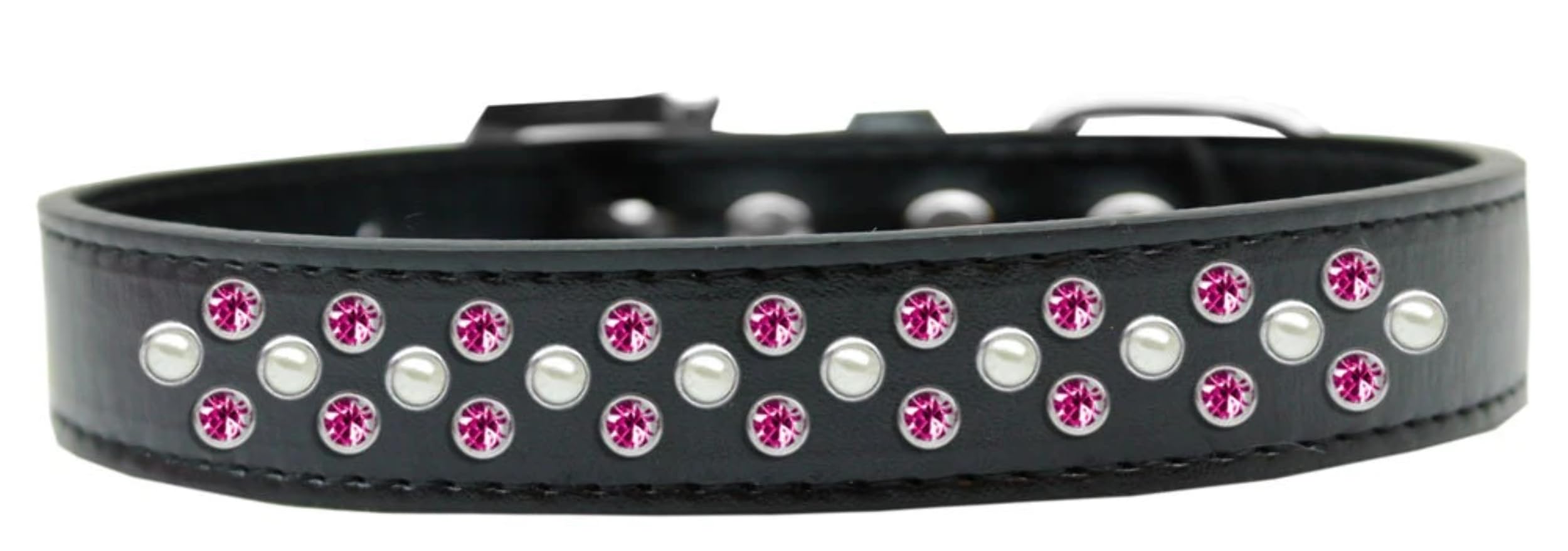 Dog, Puppy & Pet Fashion Collar, Pearl and Bright Pink Crystal Rimsets Sprinkles - 18 - Aqua