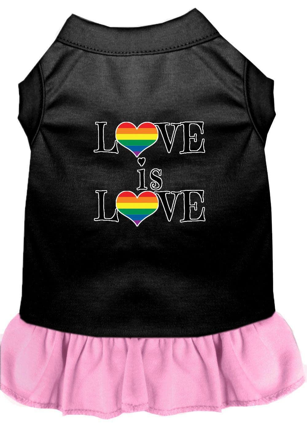 Pet, Dog & Cat Dress Screen Printed, "Love Is Love" Baby Blue LG (10-14 lbs.)