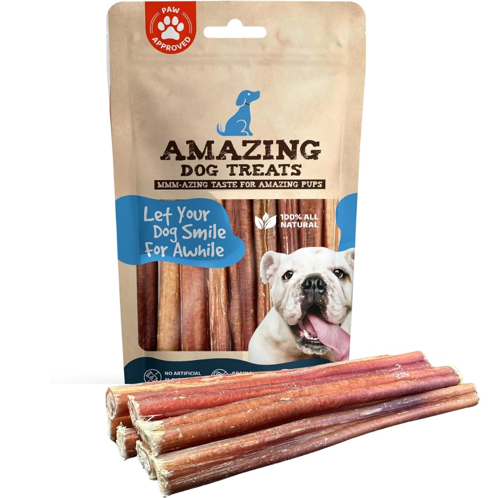 Amazing Dog Treats - Bully Sticks for Small Dogs (6 Inch Junior - 12 Count) - Premium Thin Bully Sticks for Dogs - Best Bully St