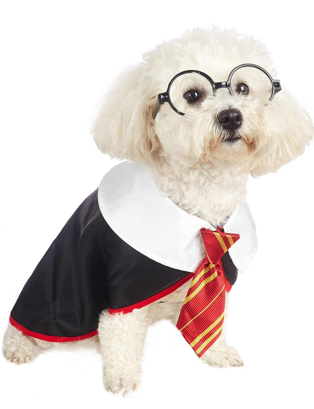 Impoosy Pet Halloween Dog Shirts Funny Cat Wizard Costume Cute Apparel Soft Clothes With Glasses (Medium,Neck:14')