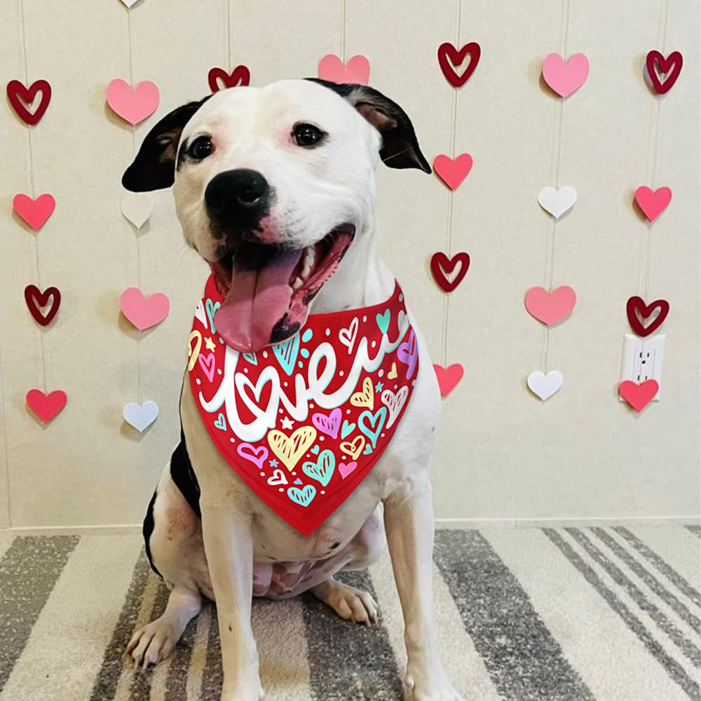 Dzmodz Valentine'S Day Dog Bandanas 2-Pack, Valentine'S Day Pet Scarves For Boys And Girls, Comfortable And Durable Fabric, Suit