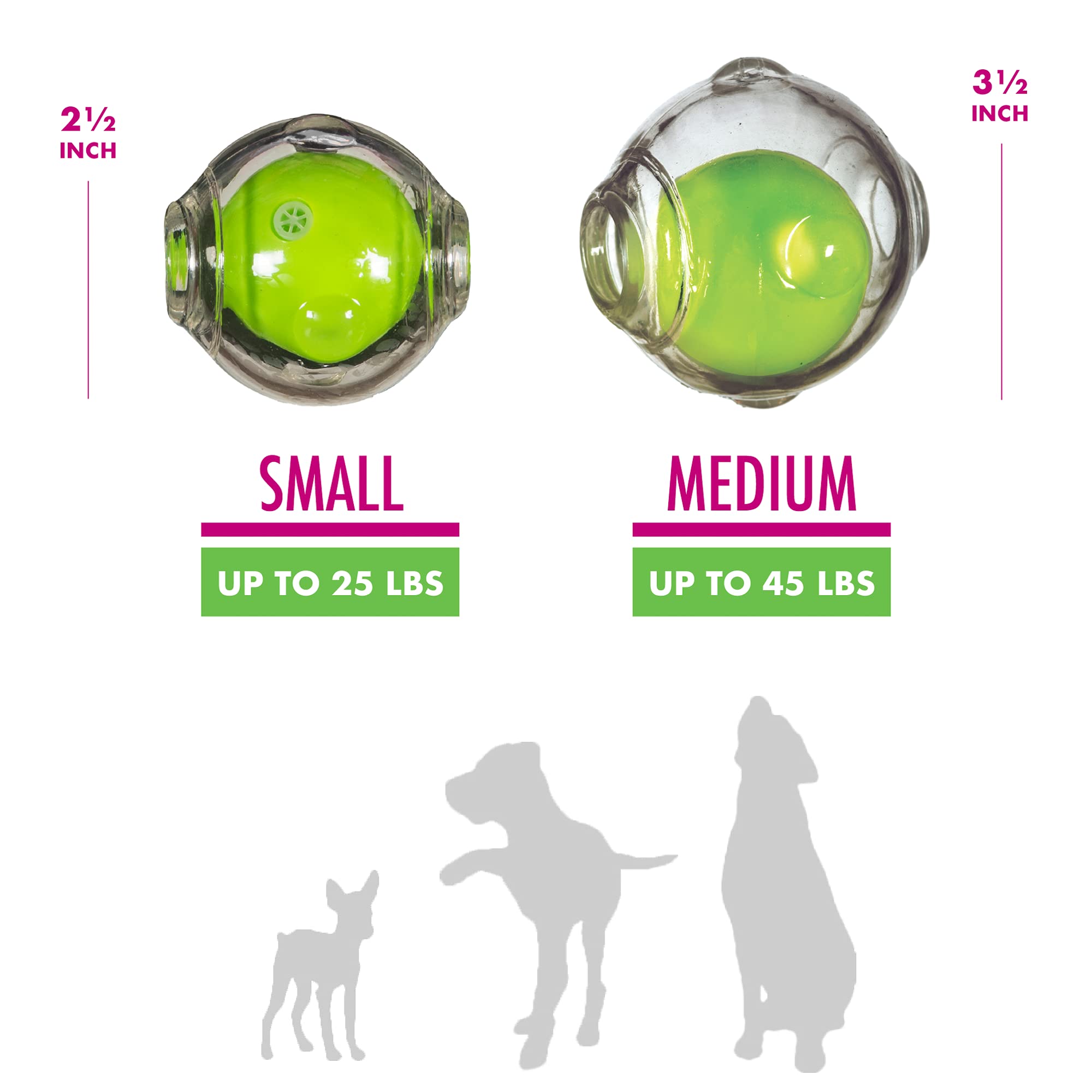 Chase 'N Chomp Dog Amazing Squeaker Ball Toy For Pets, Clear, 3.5 Inch, All Breed Sizes