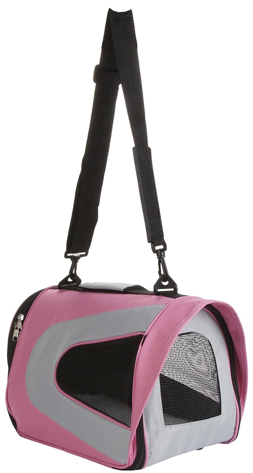 Pet Life Airline Approved Collapsible Zippered Folding Sporty Mesh Travel Fashion Pet Dog Carrier Crate