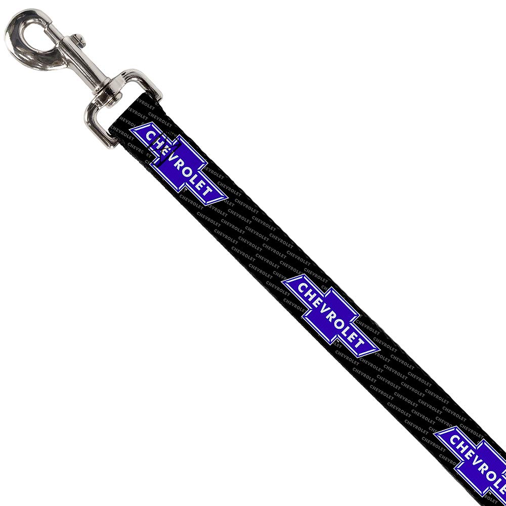 Buckle-Down Dog Leash Chevy Bowtie Repeat Text 4 Feet Long 0.5 Inch Wide, Multicolor, Dl-Wch004-N