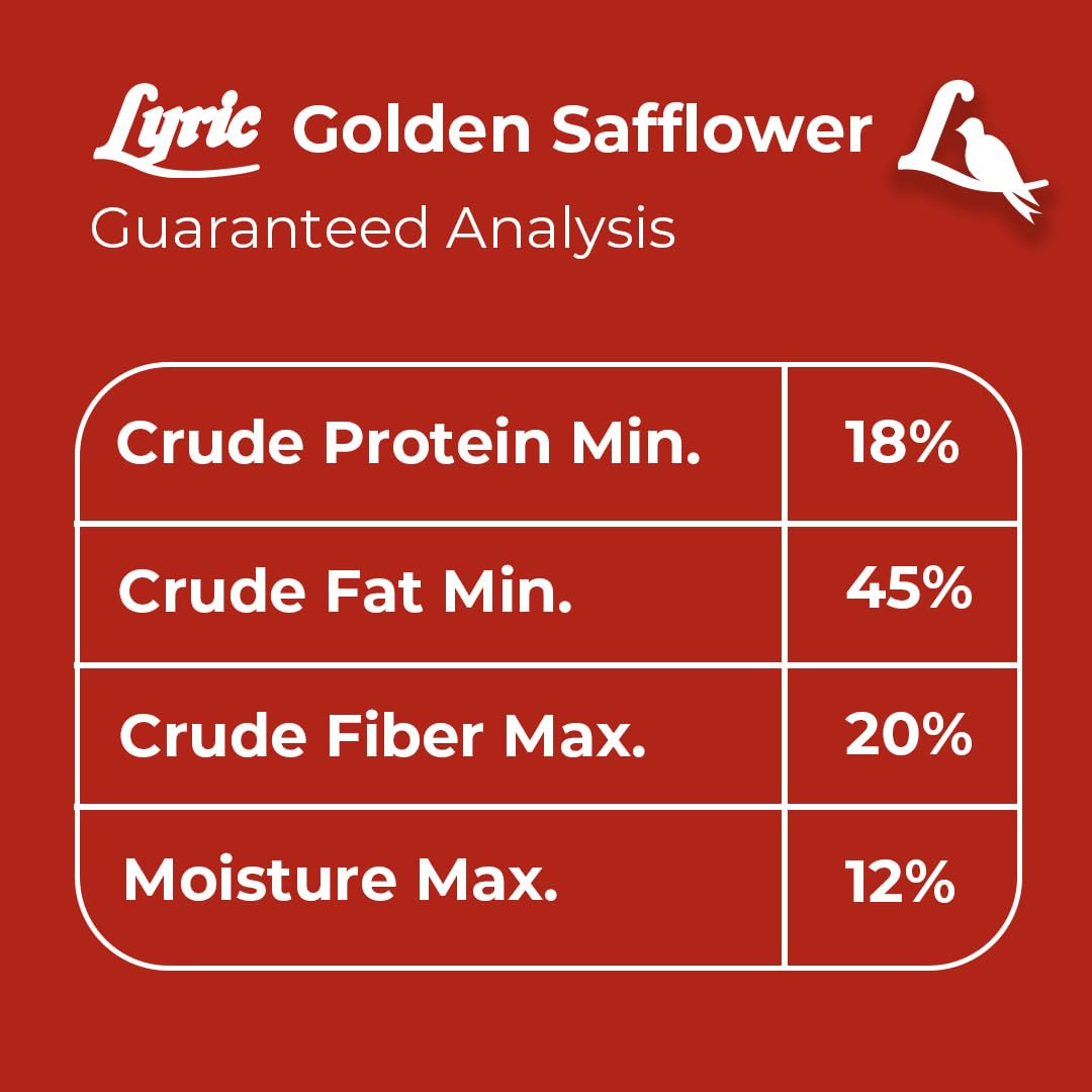 Lyric Golden Safflower Seed - Attracts Cardinals, Chickadees, Woodpeckers & More - 12 lb Bag