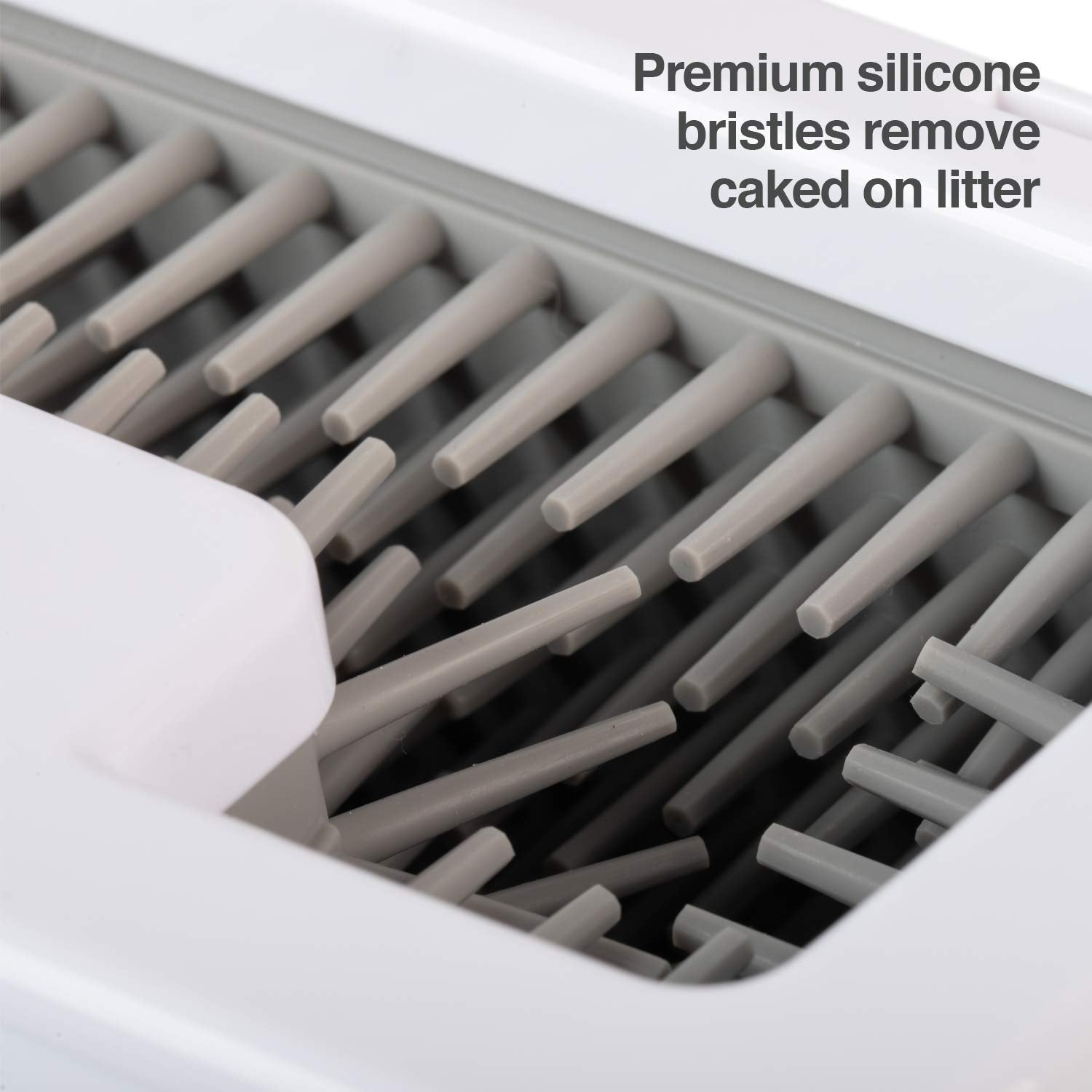PetFusion 2-in-1 Universal Litter Scoop Holder, Premium Silicone Bristles Clean & Hold Most Standard, Foothold Allows for Hands-