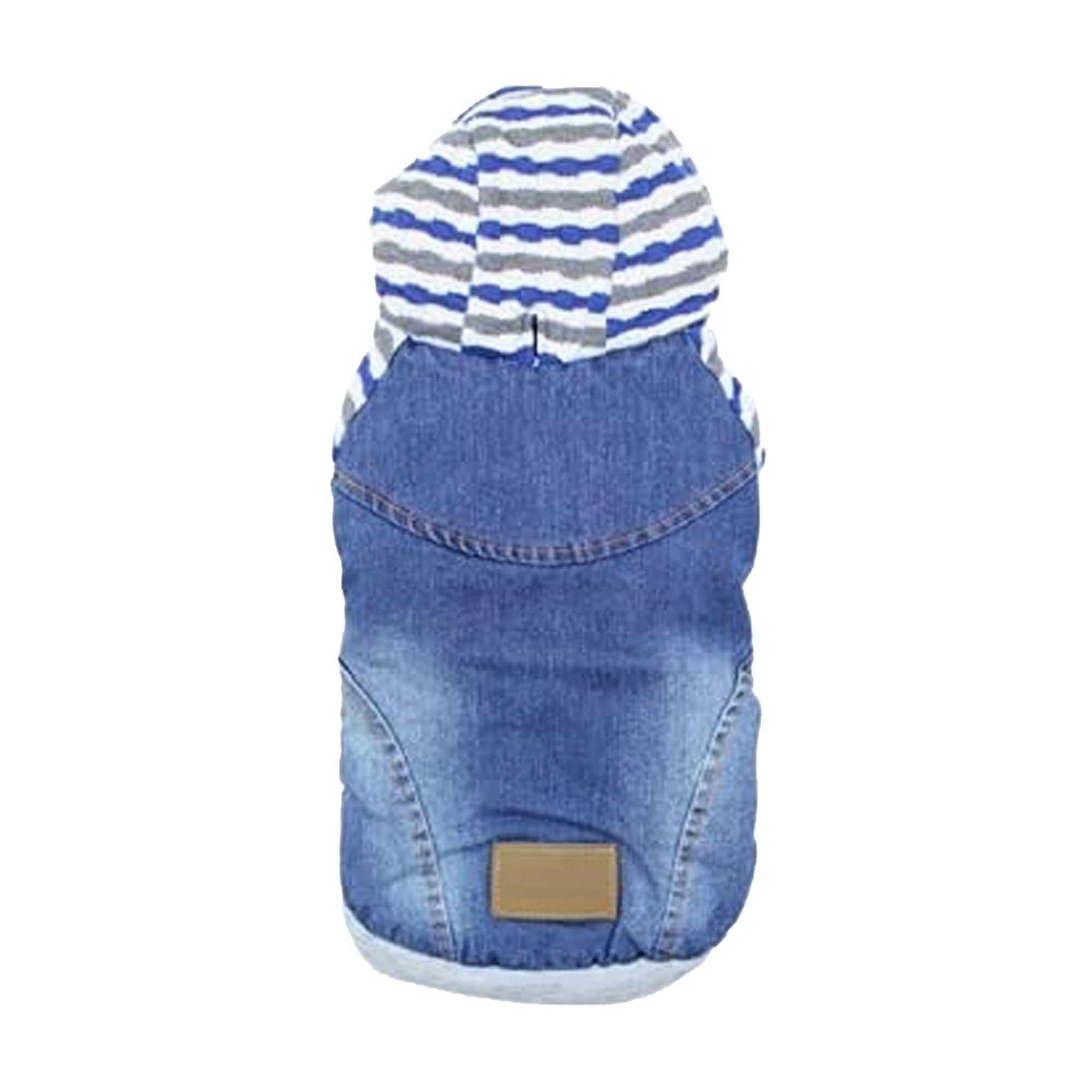 Parisian Pet Basic Dog Hoodie - Lightweight Denim Striped Sweatshirt With Leash Hole And Pockets - Blue Cotton Clothes For Mediu