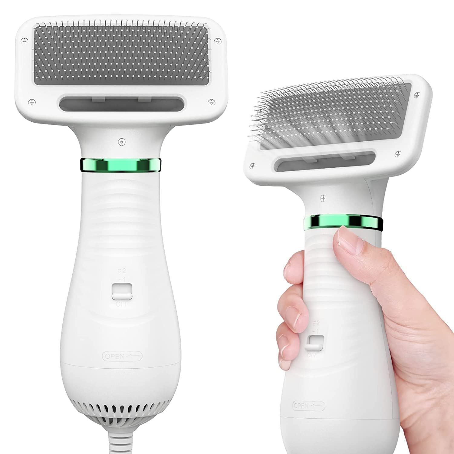 Cesitra 2 In 1 Pet Grooming Hair Dryer With Slicker Brush, Home Dog Hair Dryer With Adjustable 2 Temperatures Settings, For Smal