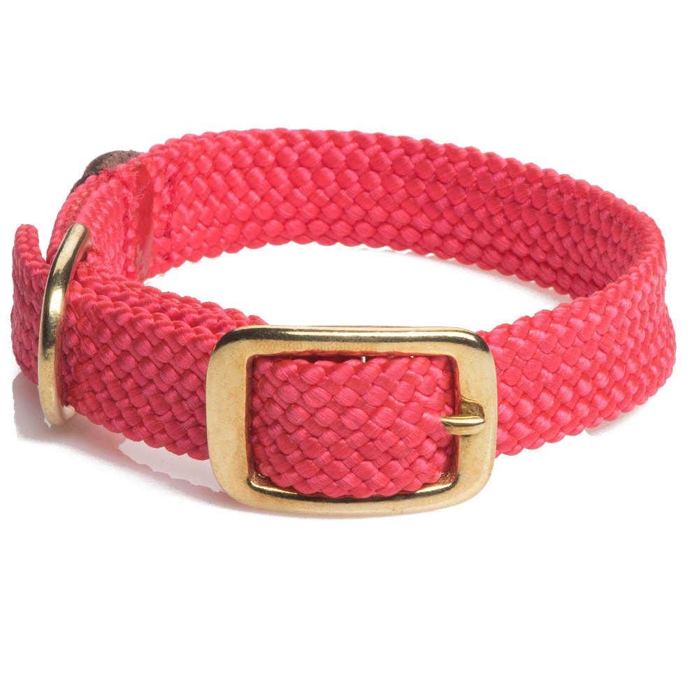 Mendota Pet Double Braid Collar - Brass - Dog Collar - Made In The Usa - Red, 9/16 In X 14 In Junior