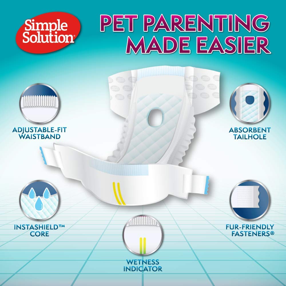Simple Solution True Fit Disposable Dog Diapers For Female Dogs | Super Absorbent With Wetness Indicator | Xs/Toy | 30 Count