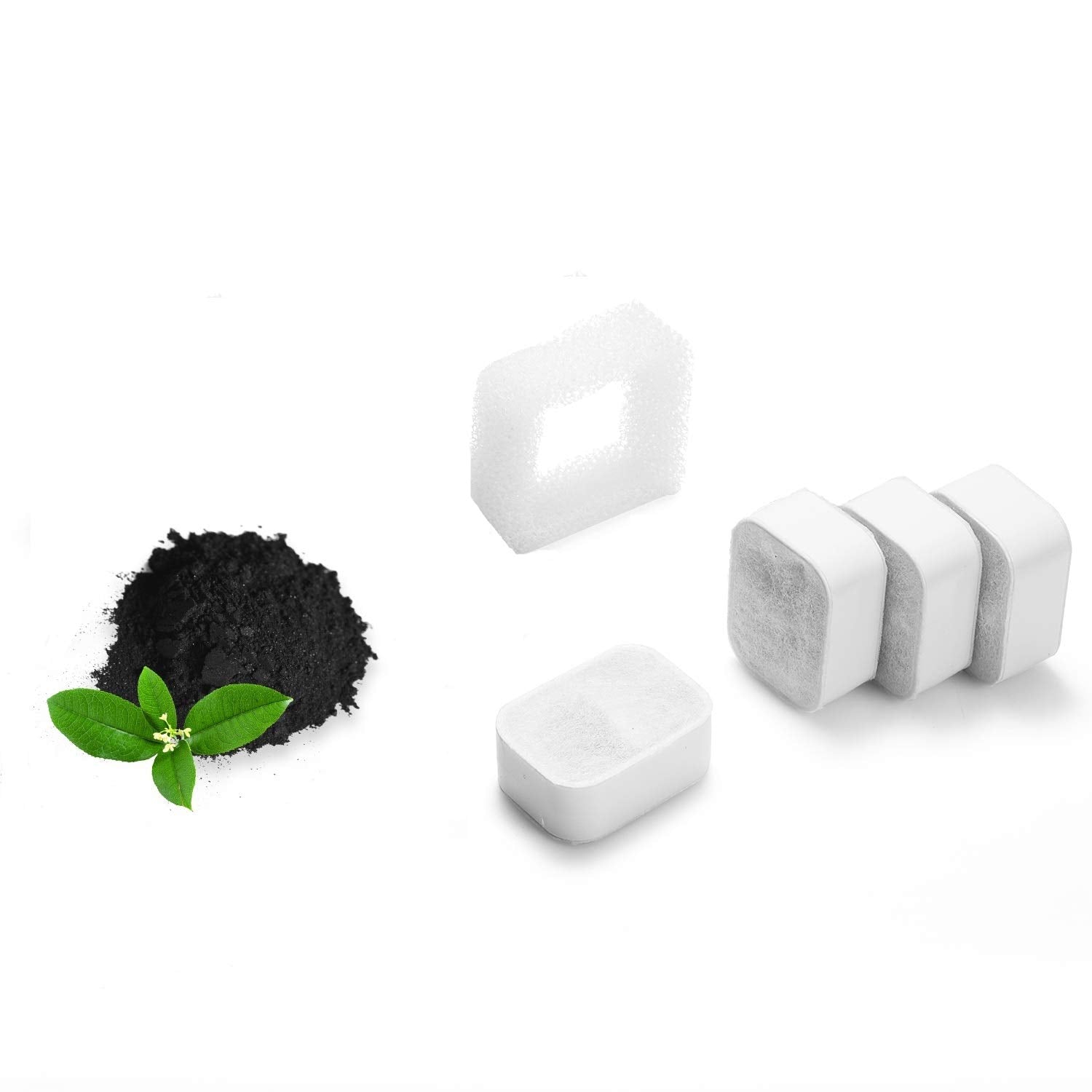Ipettie Replacement Filters For Tritone And Fiumi Ceramic Fountain | 4 Carbon Filters And 1 Foam Filter
