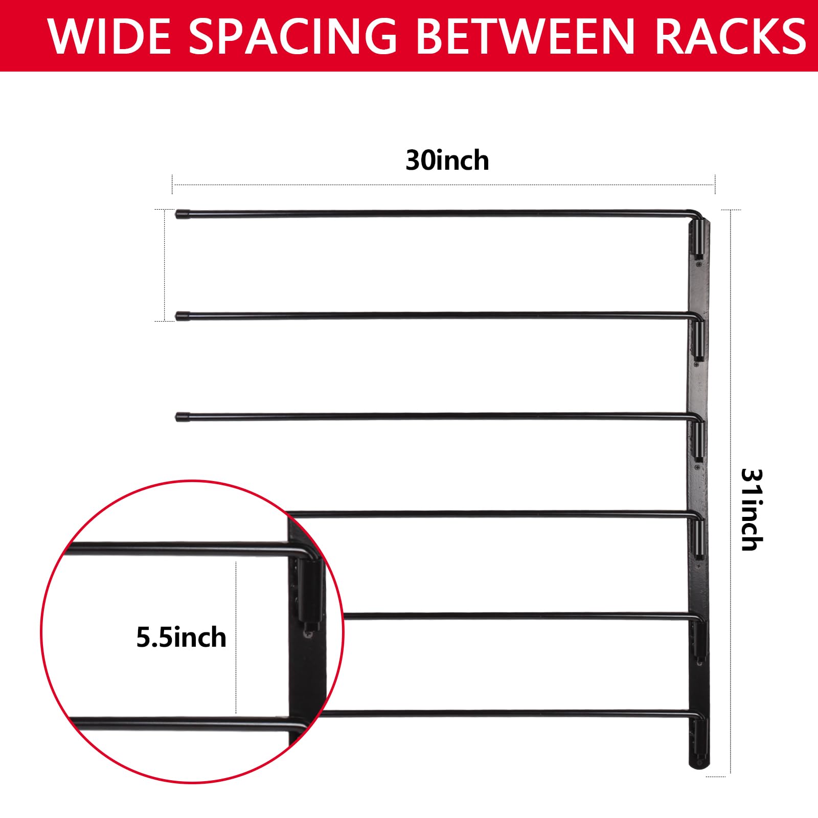 TOMESHA Saddle Pad Rack - Heavy Duty Wall Mount, Extra-Long Rack Arms, Black, Model ZMA-001, Ideal for Horse Blankets and Accessories