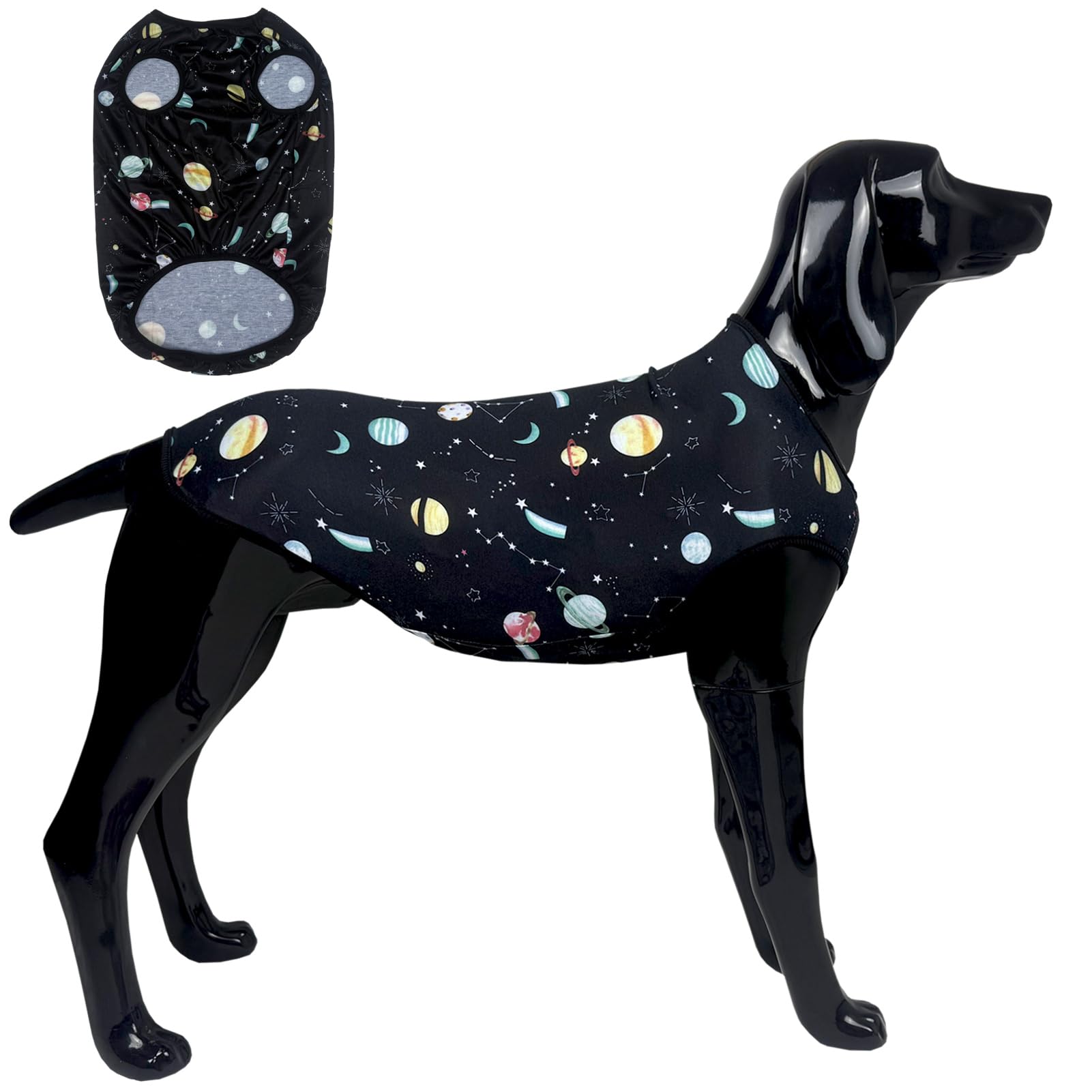 D.E.E Dog Shirt For Large Dogs Summer Cotton Dog Clothes Lightweight Tank Top Female Big (Vgalaxyblack, 4Xl)