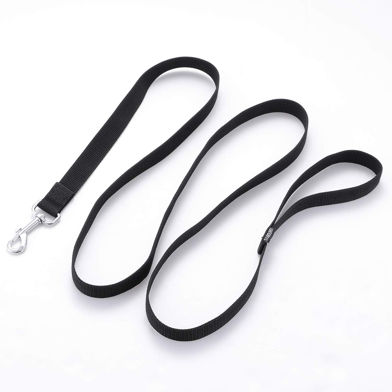 Siumouhoi Strong Durable Nylon Dog Training Leash, 1 Inch Wide Traction Rope, 6 Ft 10Ft 15Ft Long, For Small And Medium Dog (Black, 10 Feet)